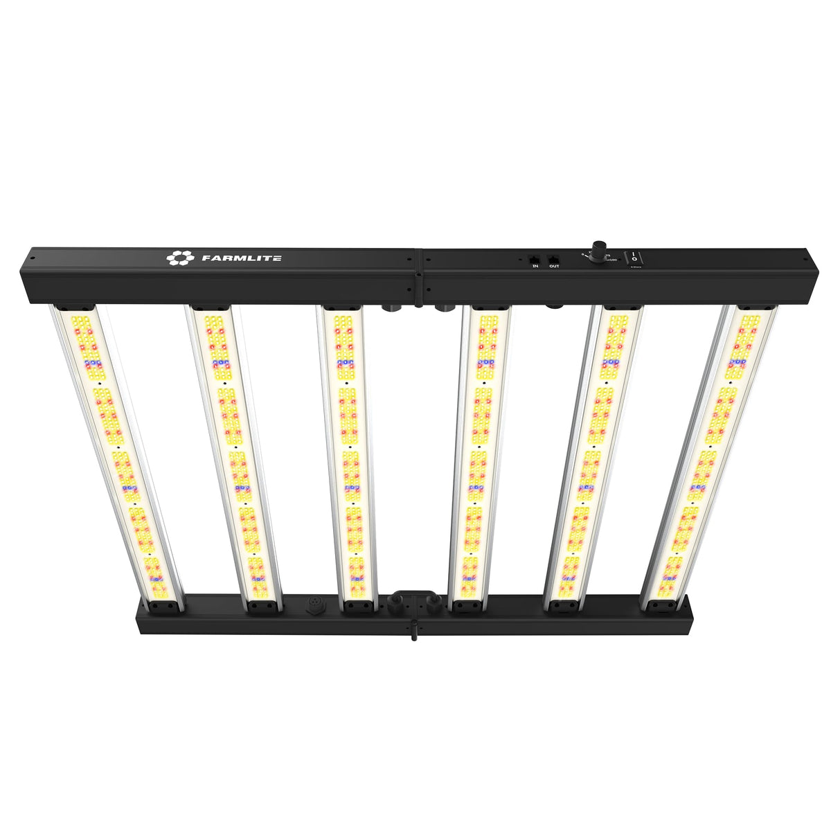 FARMLITE LED grow light over plants with full-spectrum illumination for healthy growth