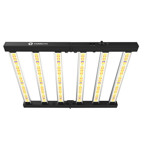 FARMLITE LED grow light over plants with full-spectrum illumination for healthy growth