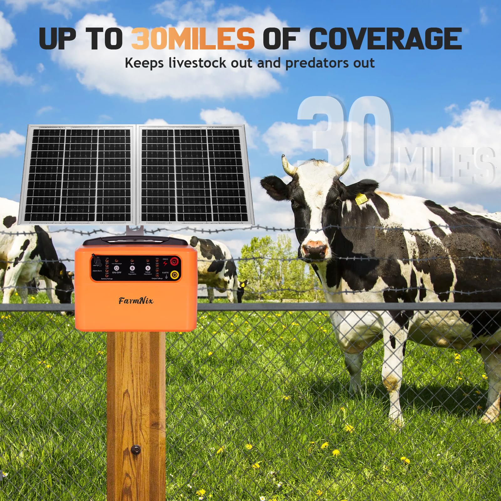 FarmNix 30 Miles solar panel and battery setup enables easy installation.