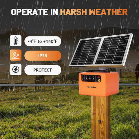 FarmNix adjustable output dial close-up demonstrates customizable voltage for different needs.