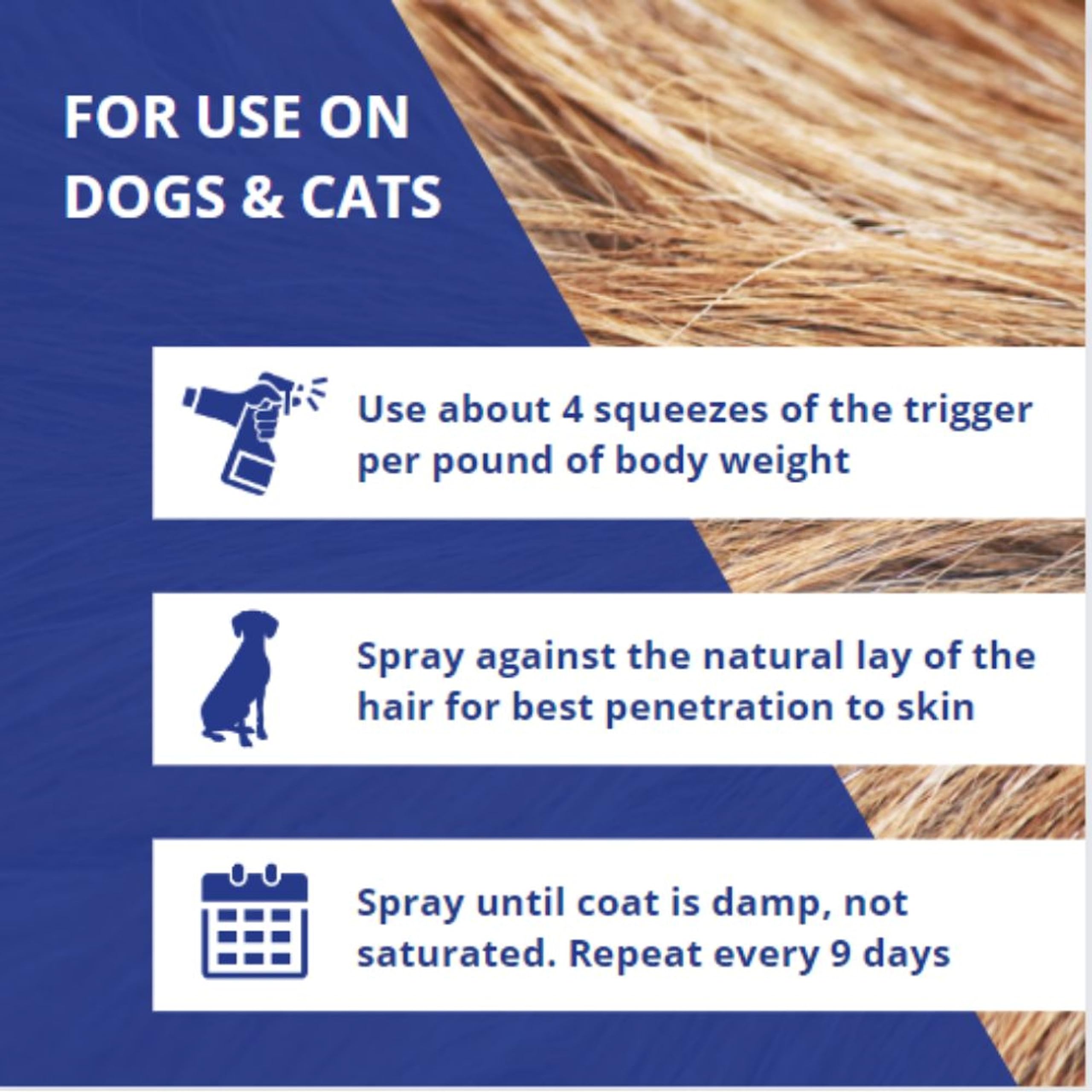 Farnam Flys-Off applied on a dog's coat to deter insects.