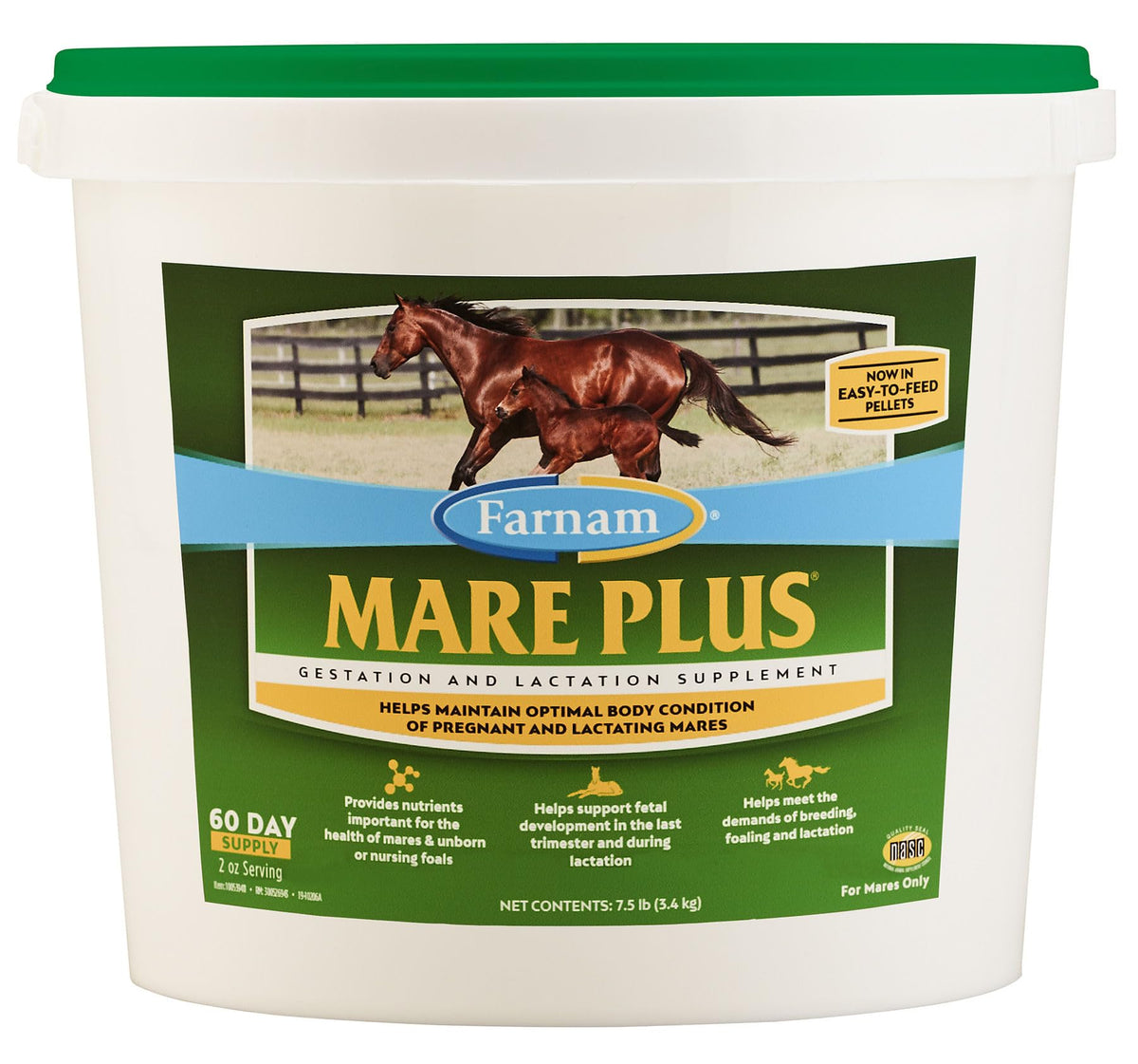 Farnam Mare Plus pellets bag, easy nutrition for pregnant mares.