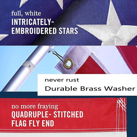 FARQIO US flag close-up embroidered stars highlight precision and craftsmanship.
