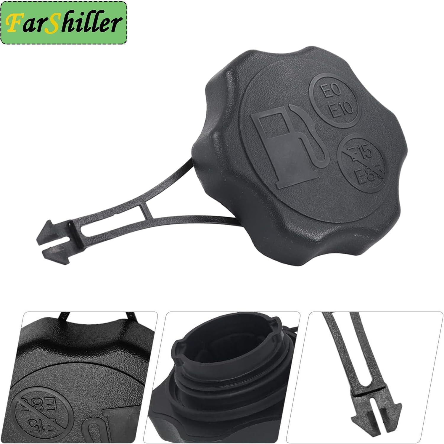 Tethered cap prevents loss during mowing jobs and upkeep for convenience.