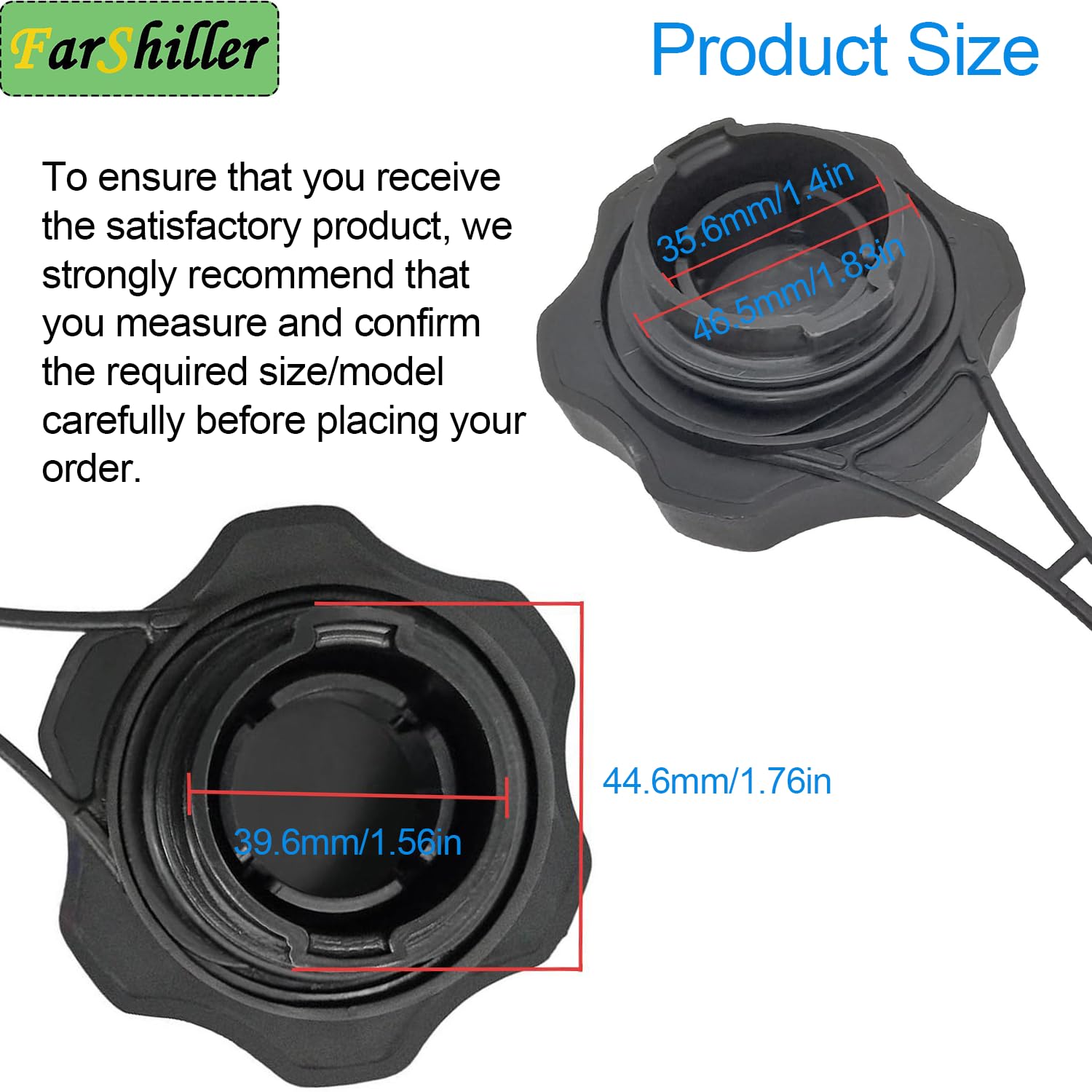 Close-up of FarShiller 594061 cap showing tether attachment for secure use.