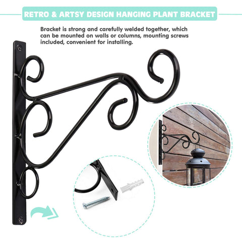 Fashion&cool iron wall bracket with retro artsy design enhances planters and garden accents.