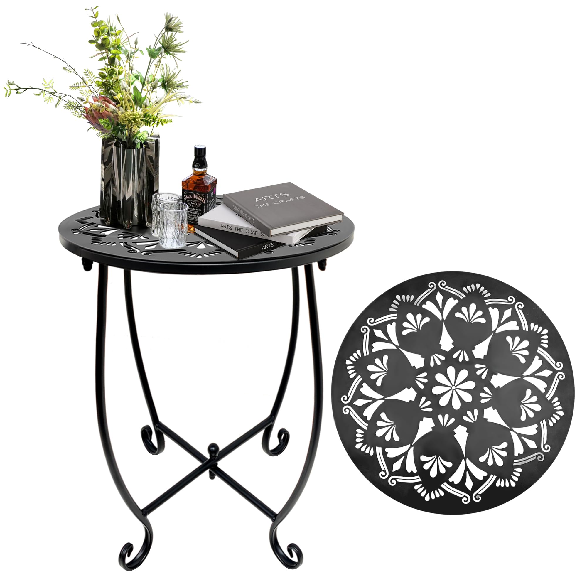 Fashion&cool patio side table in weather-resistant metal for outdoor spaces