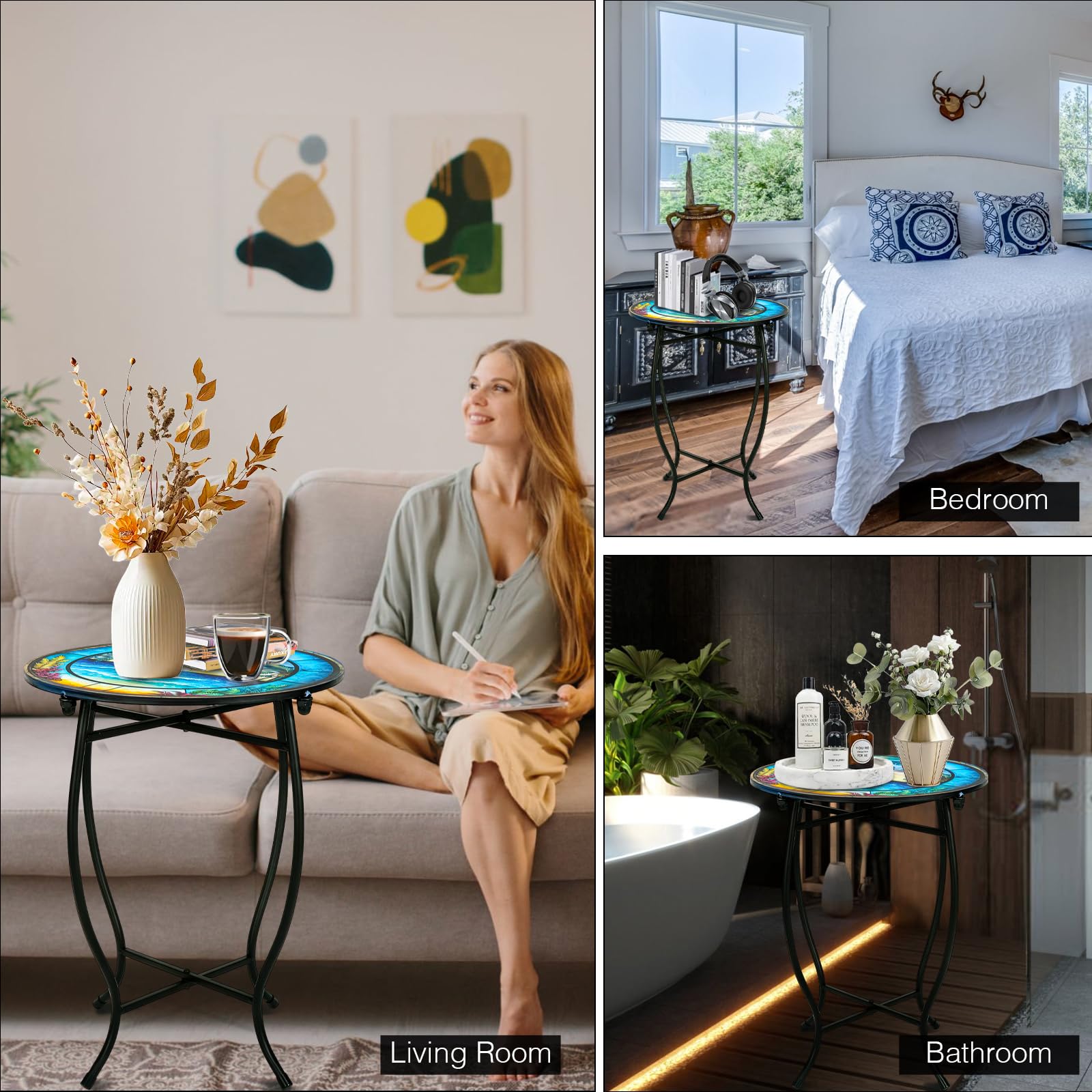 Fashion&cool round side table with scratch-resistant finish for daily outdoor use.