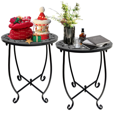 Fashion&cool 2-pack outdoor round side table with 14 inch top for patio corners