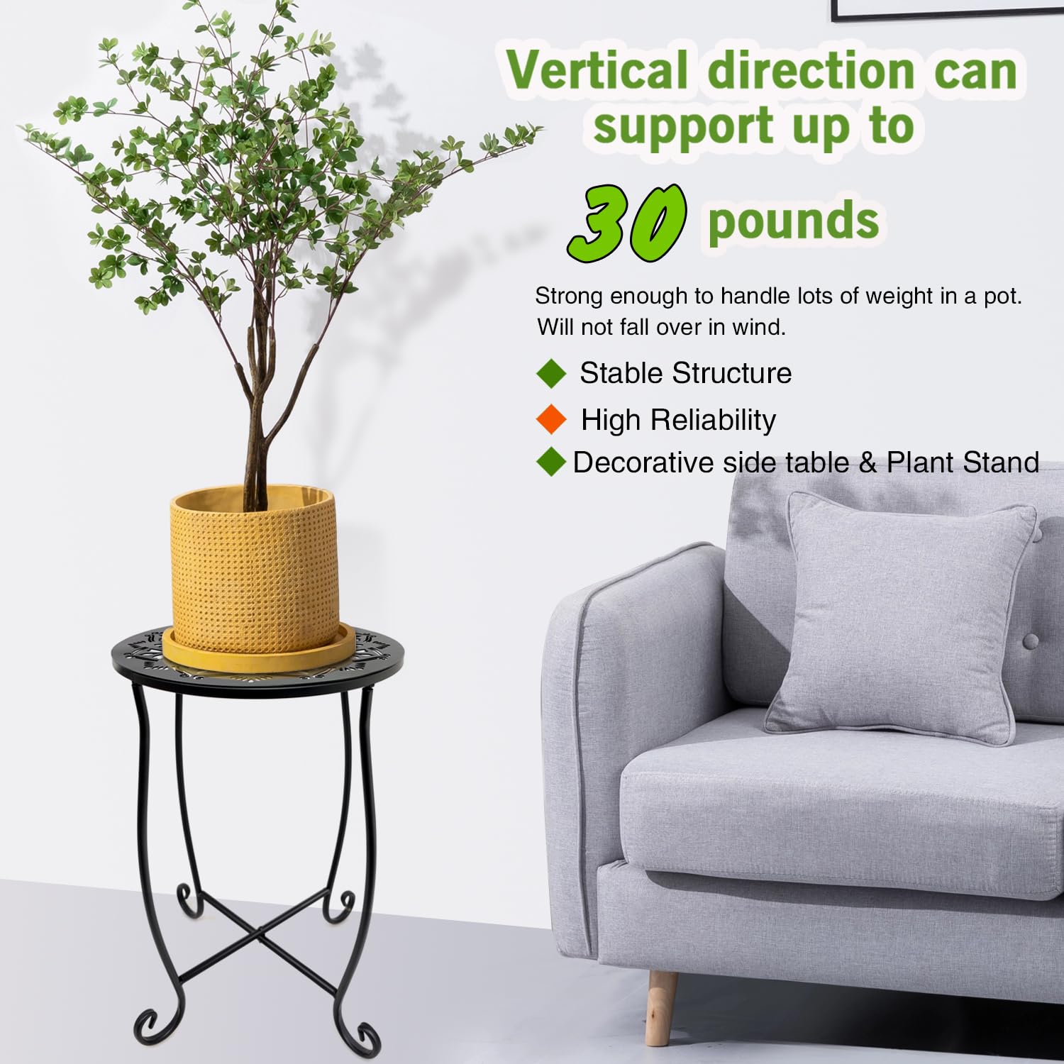 Fashion&cool versatile table doubles as a plant stand for indoors or outdoors.