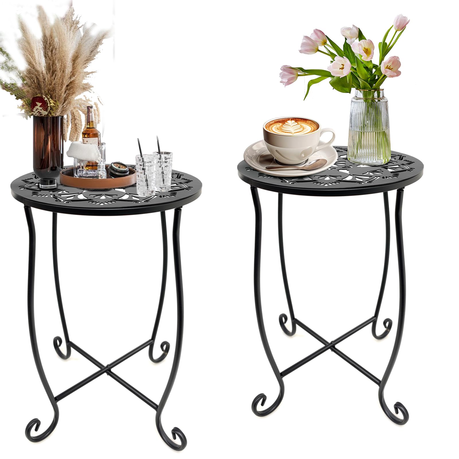 Fashion&cool outdoor side tables 2-pack shown together for small-space patios and balconies.