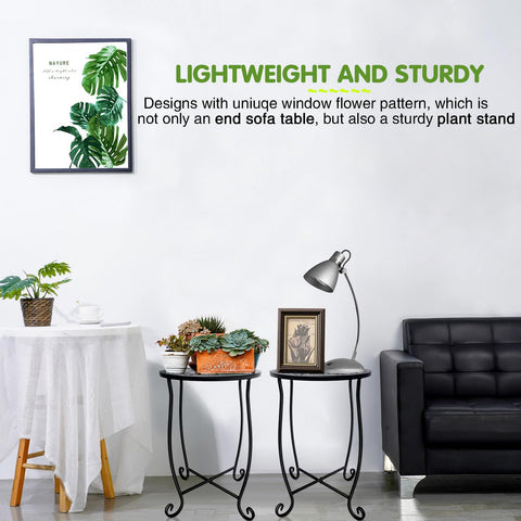 Fashion&cool patio setup shows two-pack tables enhancing small yard or balcony.