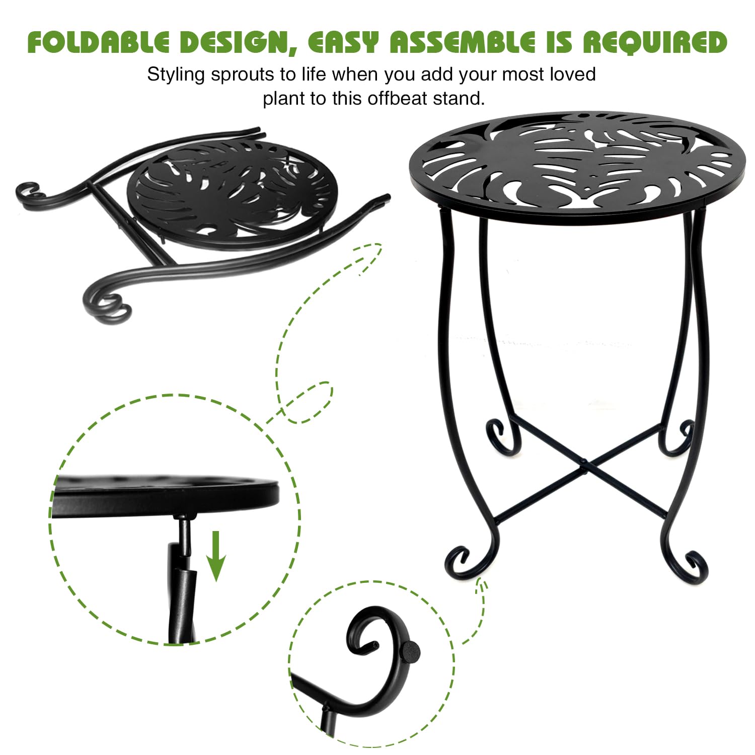 Fashion&cool patio yard porch side table; rust-proof coating for outdoor resilience.
