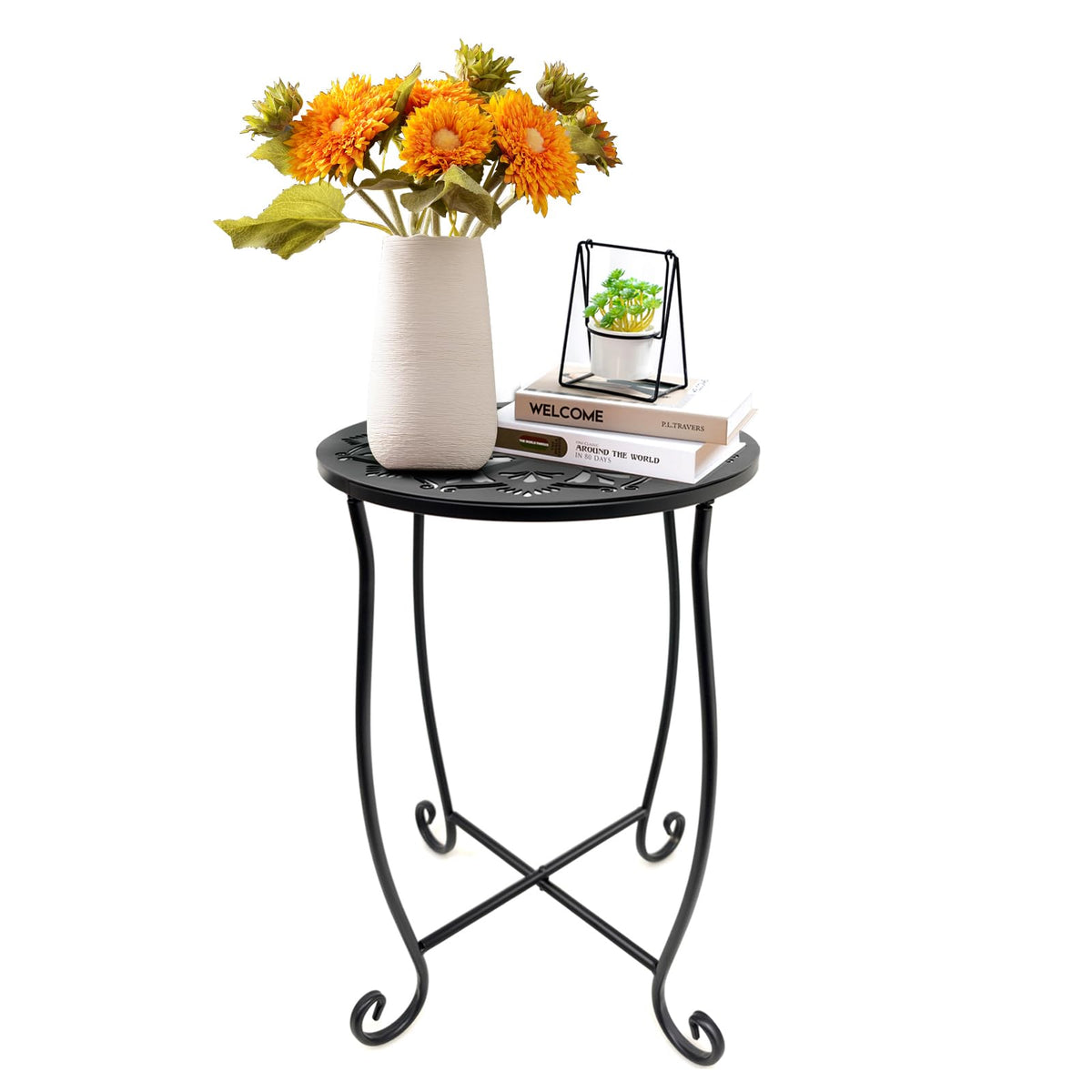 Fashion&cool round side table top view; ideal compact surface for small spaces.