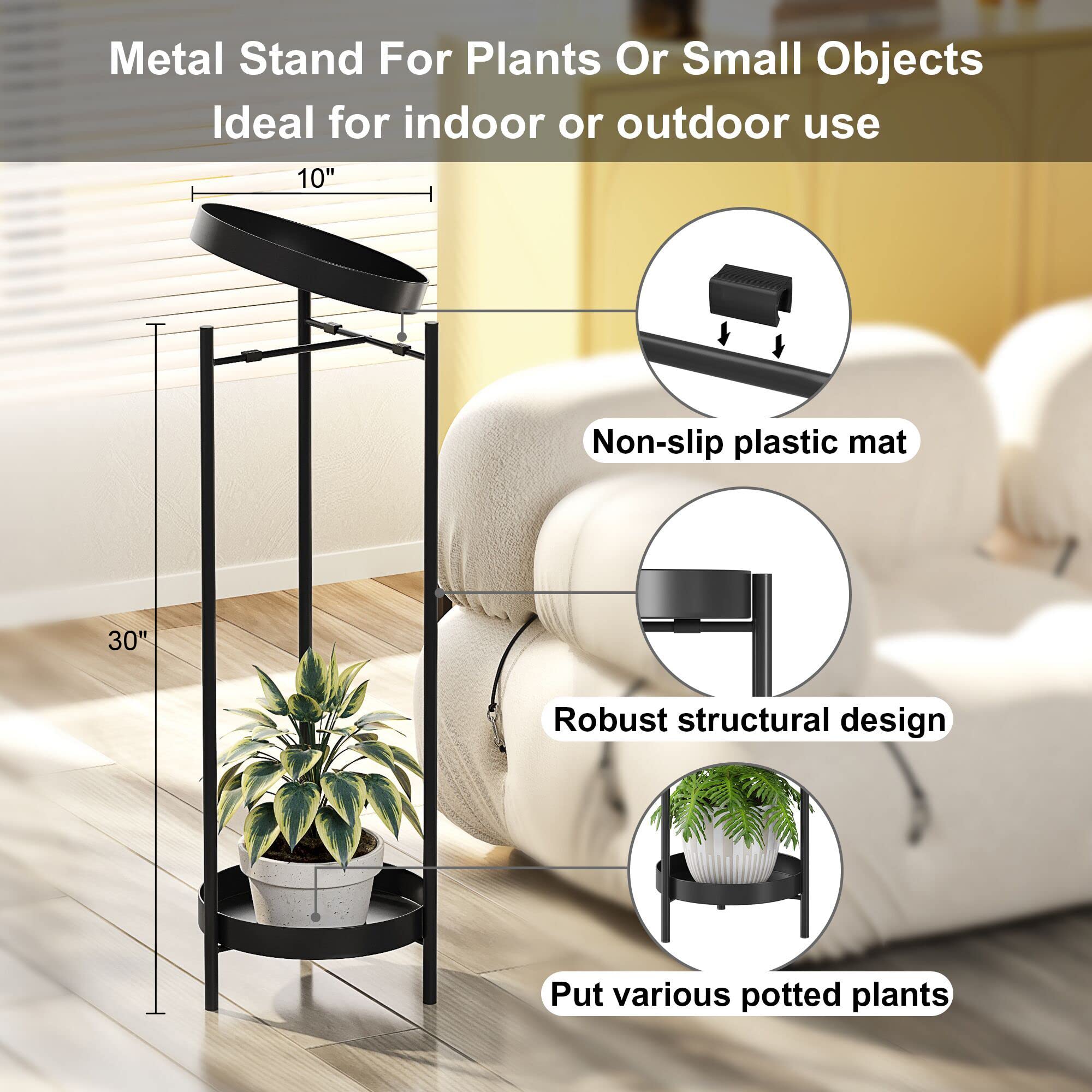 Fashionoda 30-inch plant stand side view reveals a compact footprint for small spaces