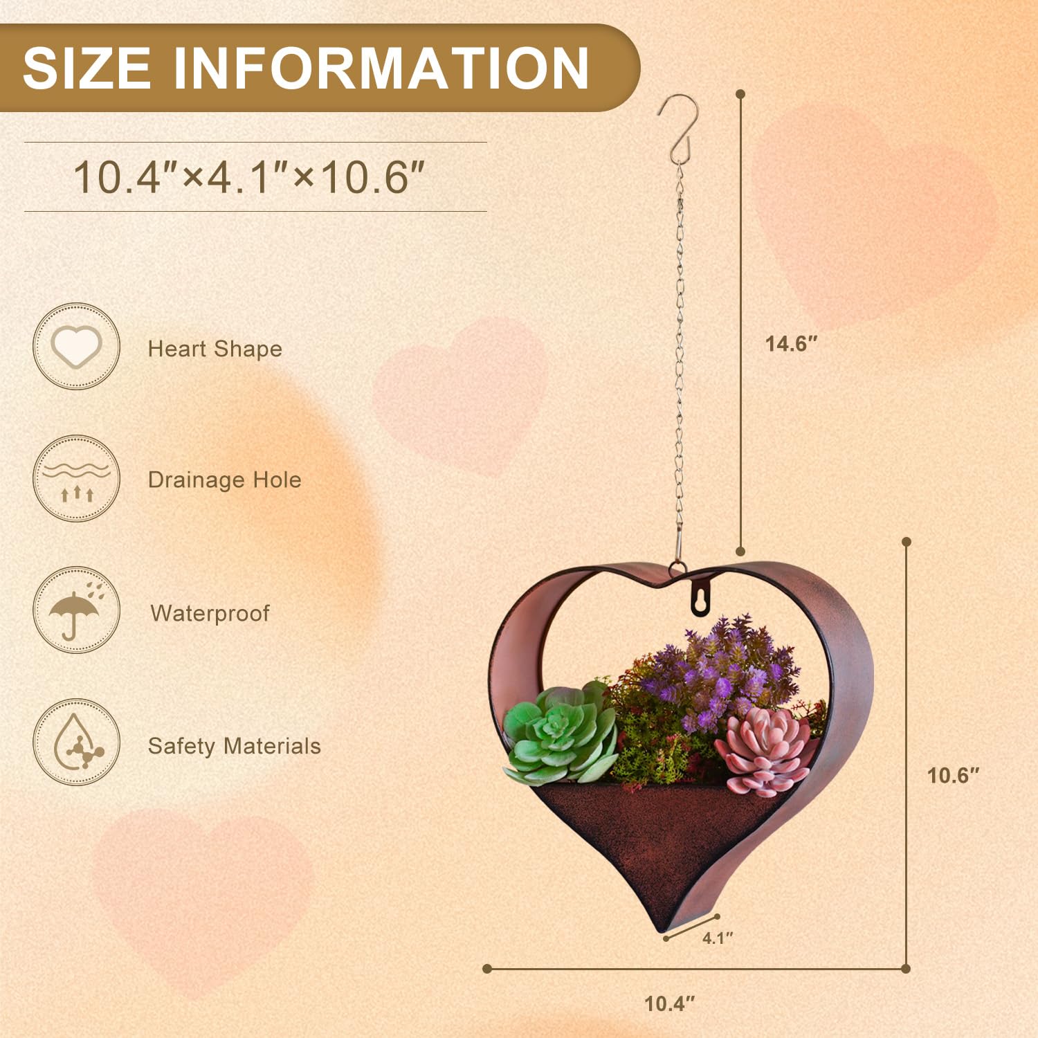 Fashionoda heart planter designed for indoor outdoor decor with small plants