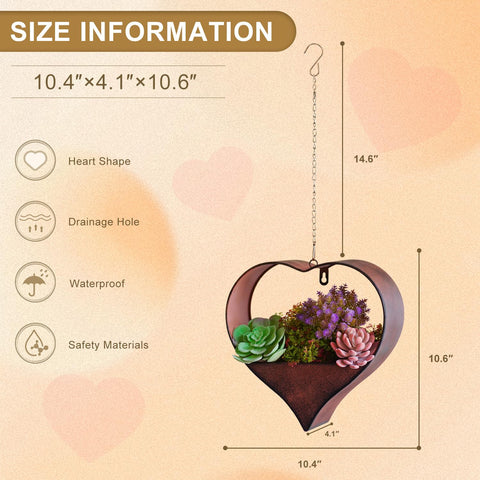 Fashionoda heart planter designed for indoor outdoor decor with small plants