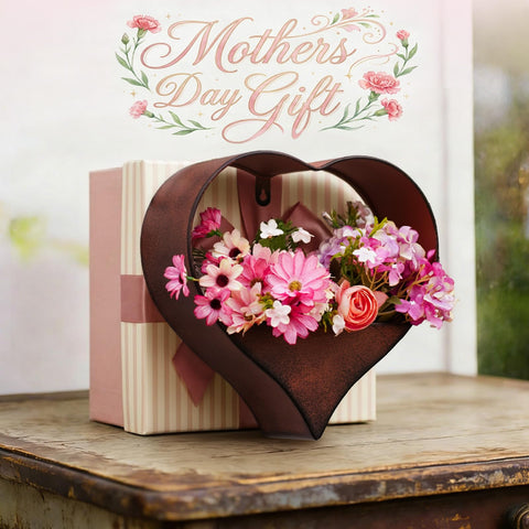 Fashionoda cooper galvanized heart planter showcases a rustic finish for wall display