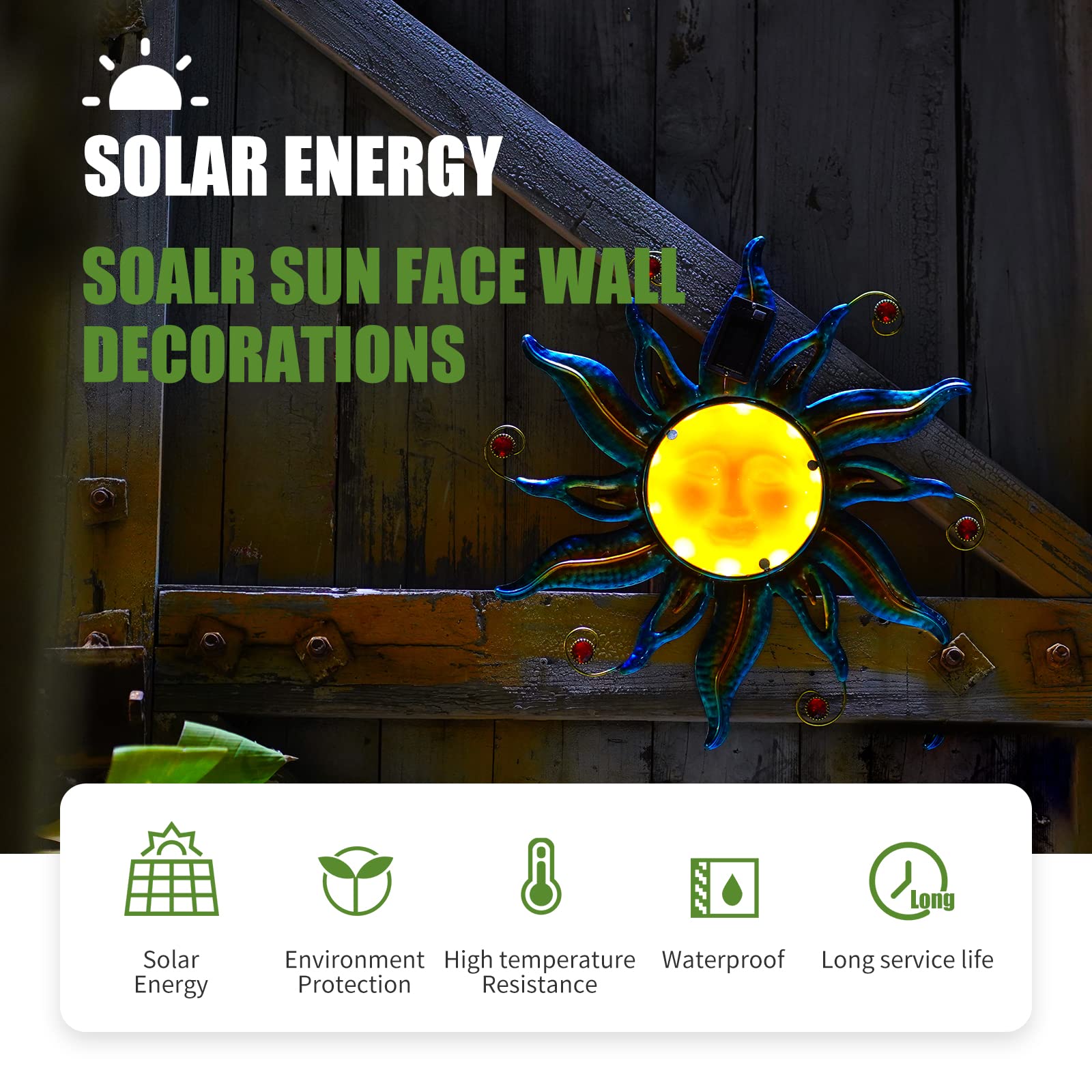 Fashionoda wall hanging sun face in blue adds curb appeal to exteriors.