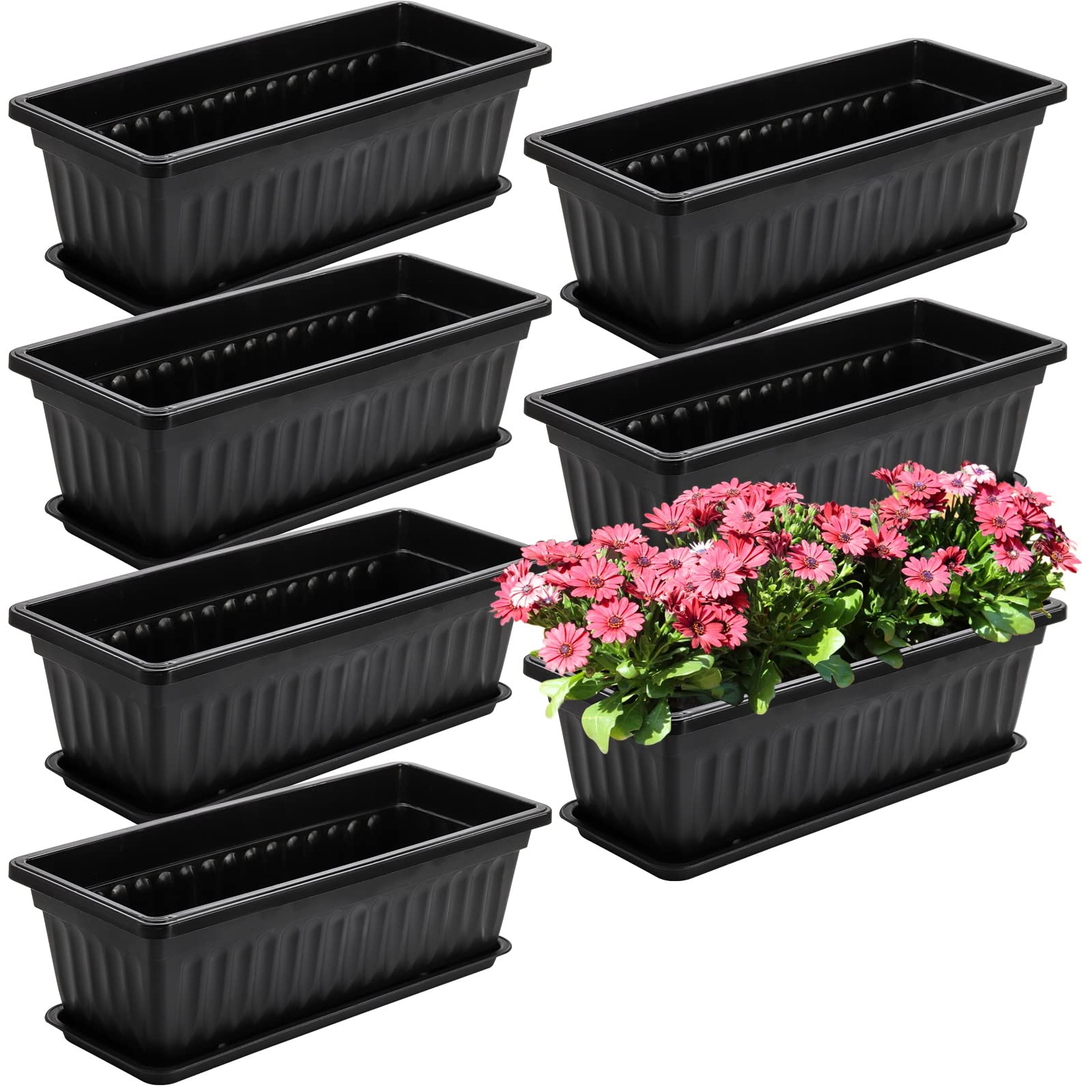Fasmov 7-pack 17-inch window box planter for sunny sill herbs