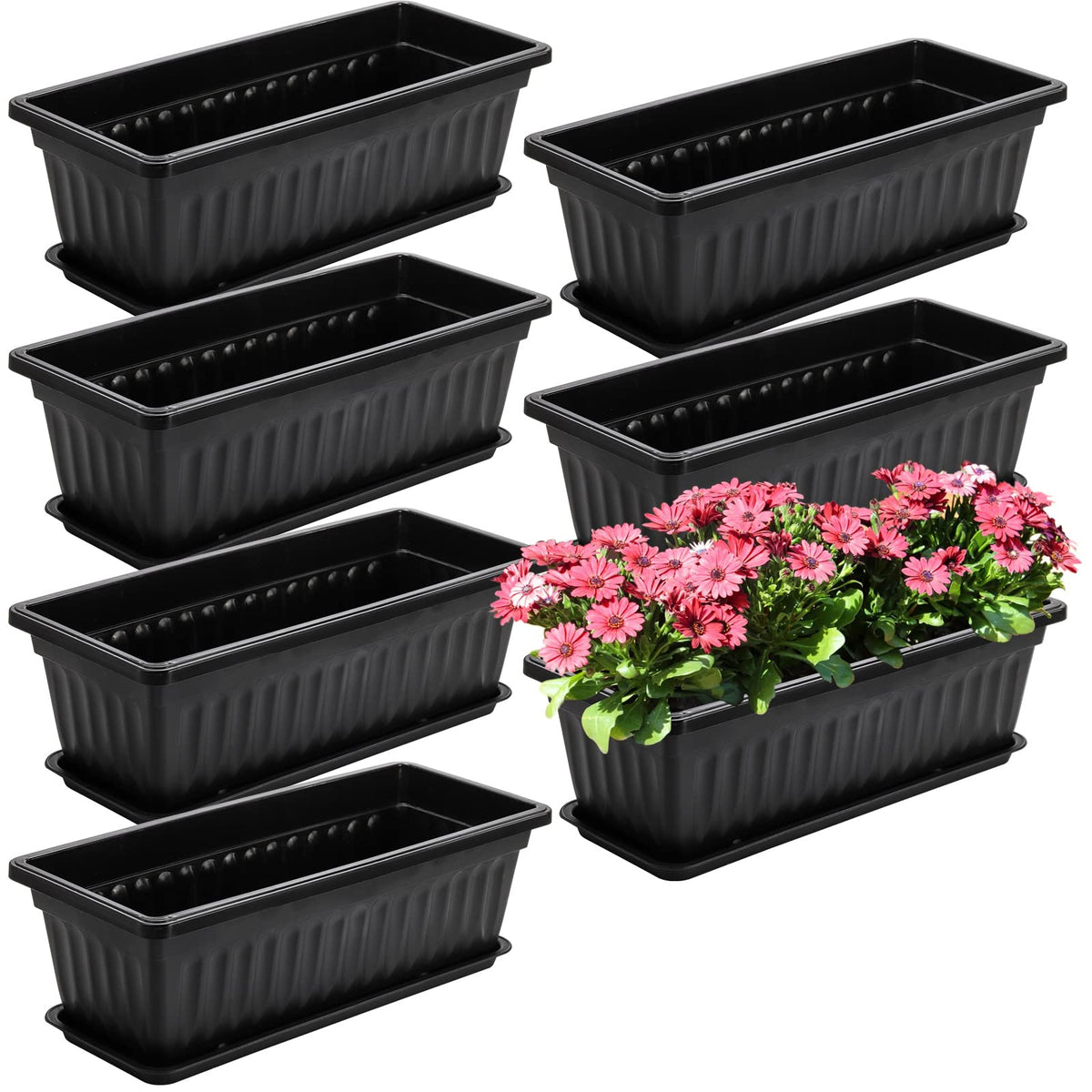 Fasmov 7-pack 17-inch window box planter for sunny sill herbs