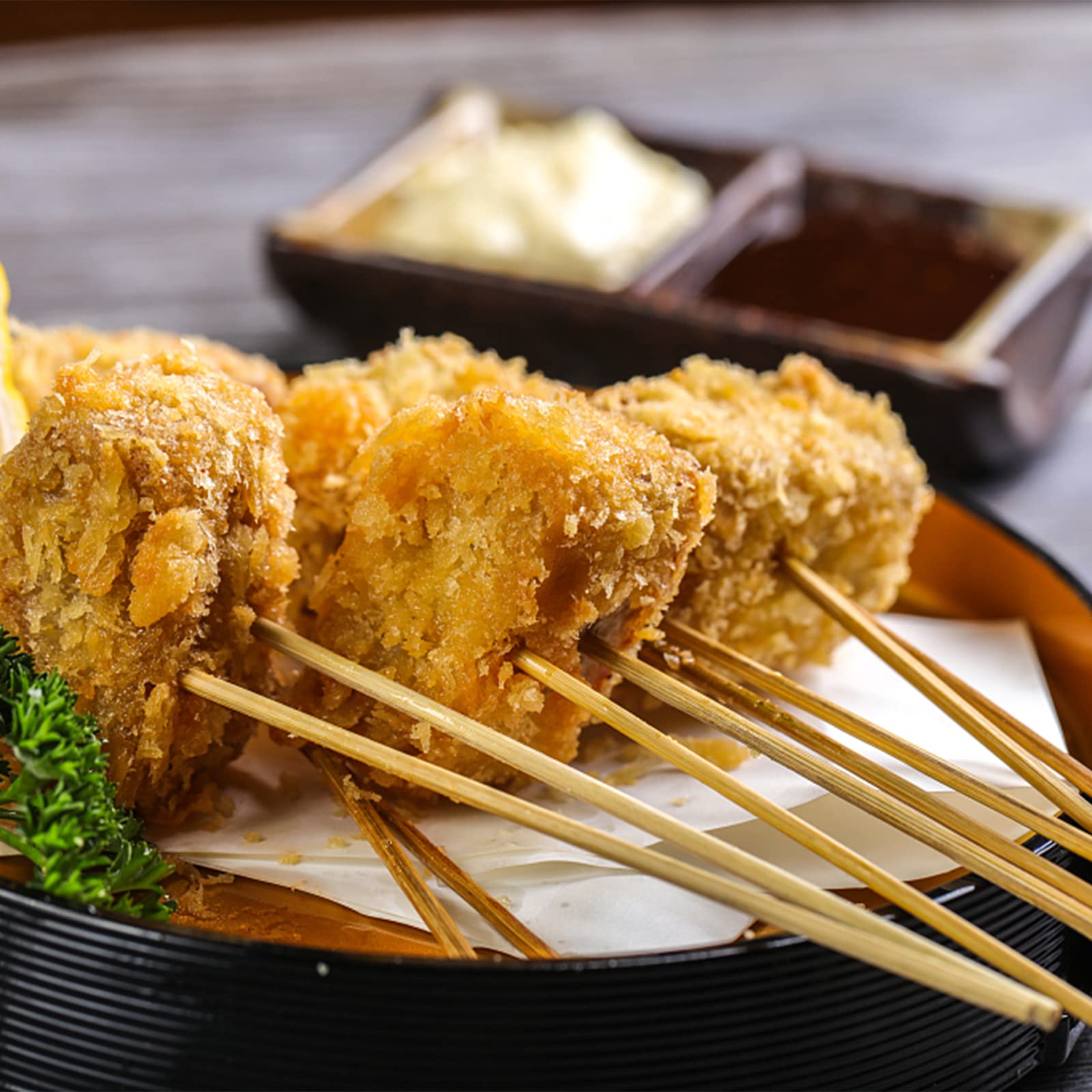 Fasmov bamboo skewers with sharpened edge for quick food loading.