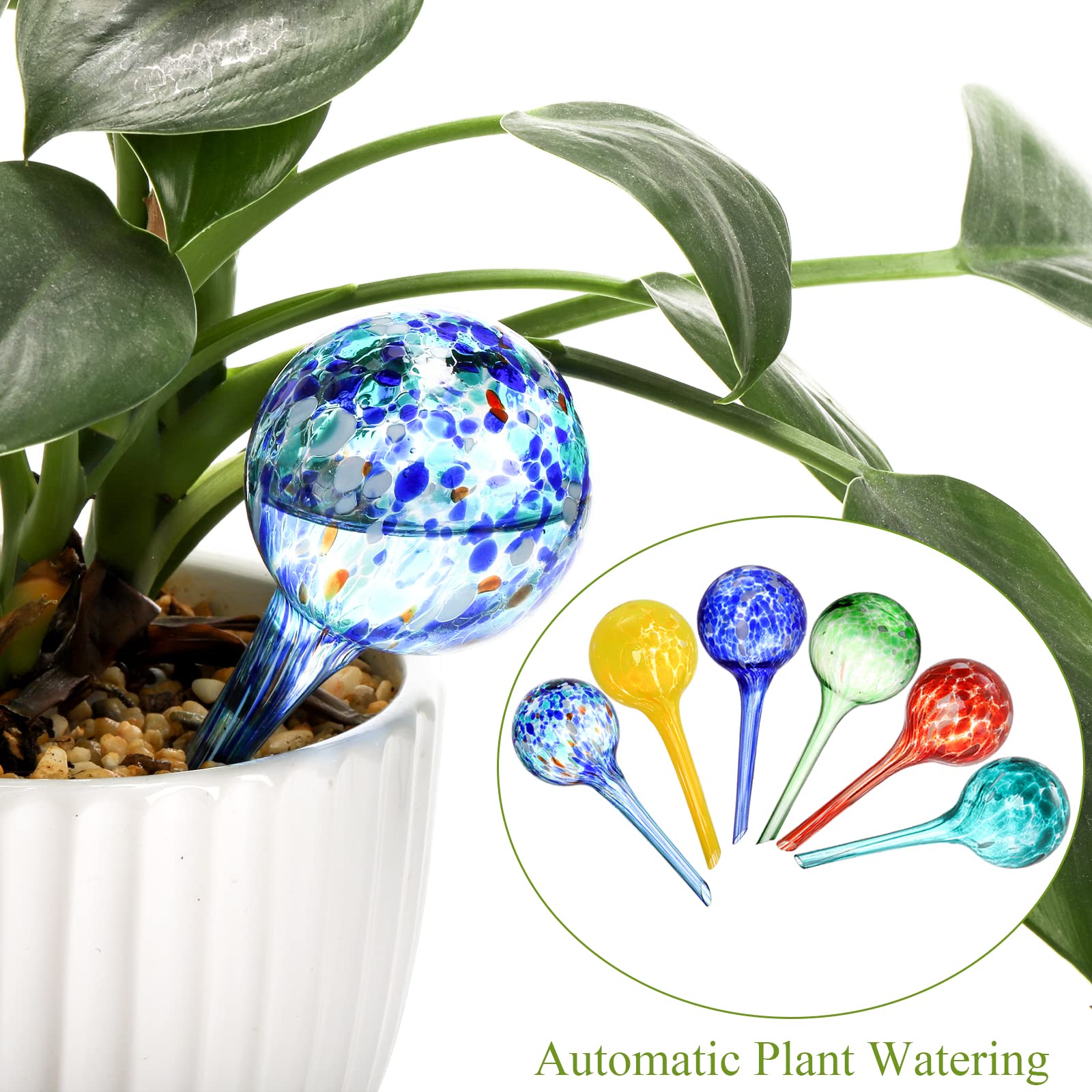 Fasmov glass self-watering bulbs for indoor outdoor use.