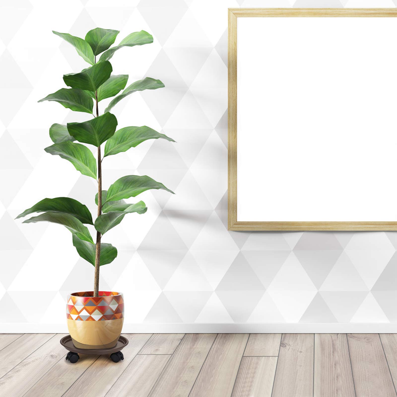 Fasmov moveable plant stand supports various pot shapes and sizes.