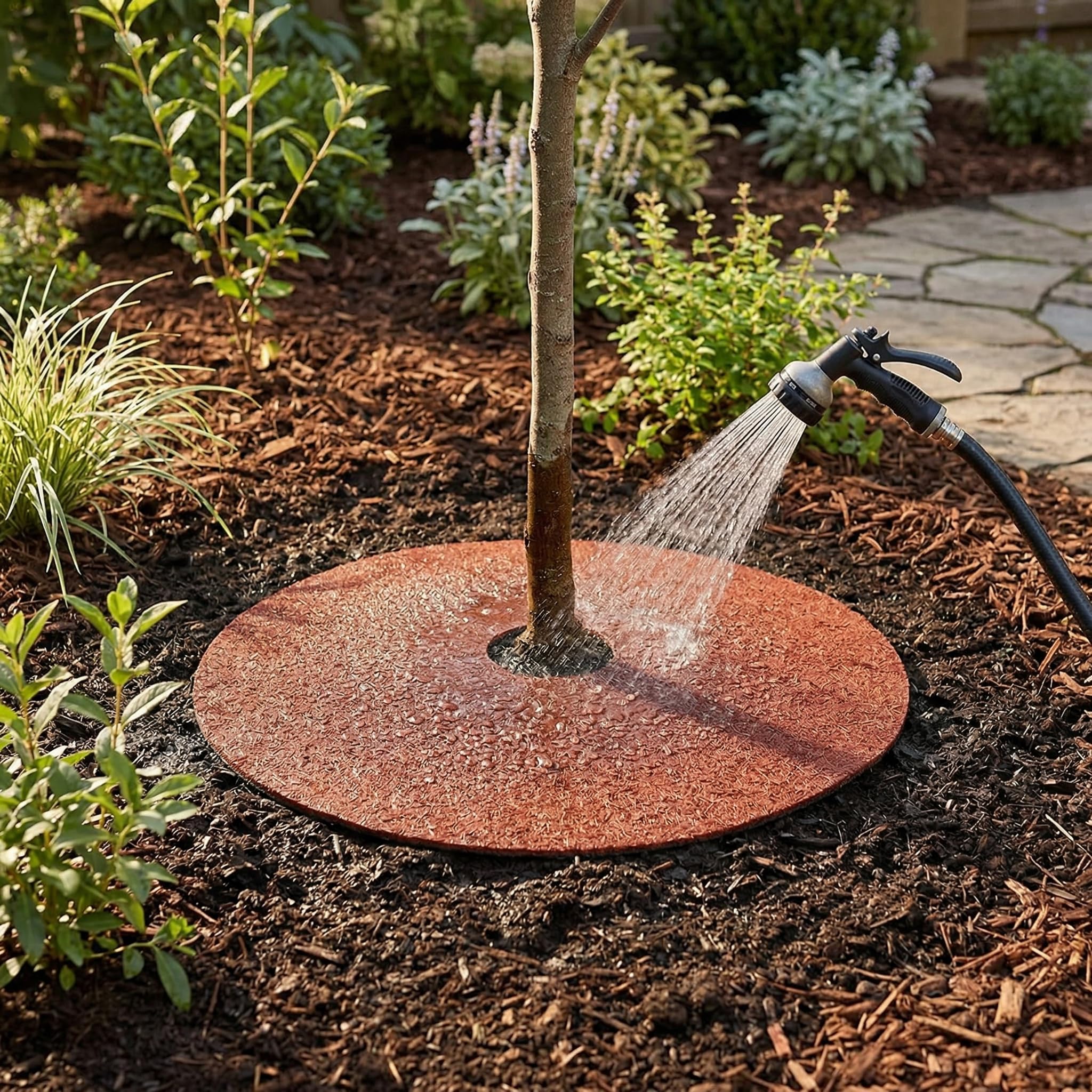 Fasmov mower-safe ring withstands impact from mowing and string trimming.