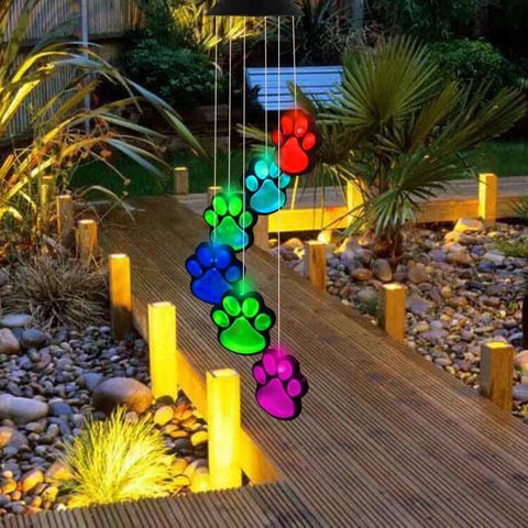 fasohere paw print solar lights cycle colors, ideal for evening outdoor areas