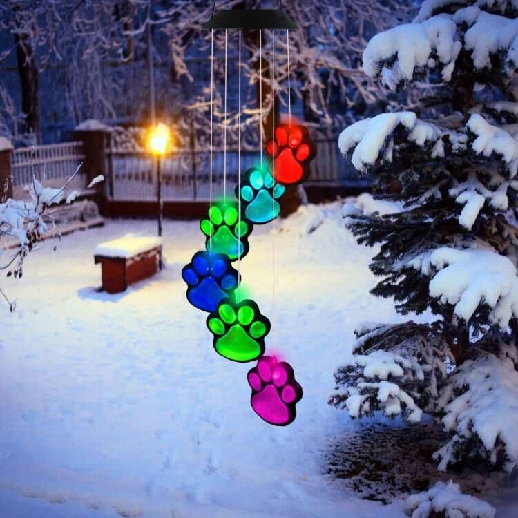 fasohere paw print wind chimes with thin suspensions create subtle night glow