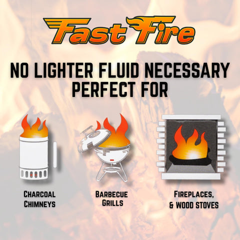 Fast Fire Odorless Fire Starter Cubes dry-wrapped packaging suits all-weather use outdoors.