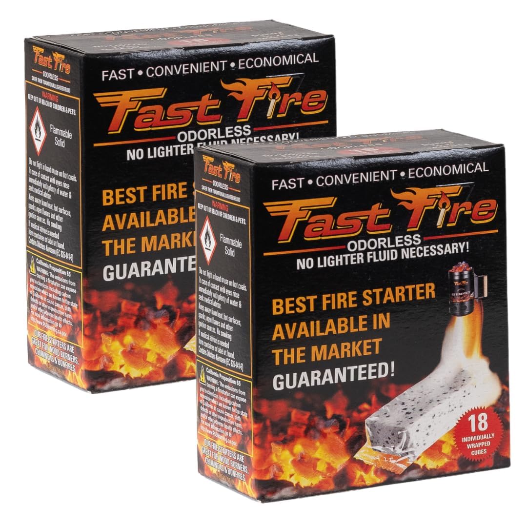 Fast Fire Odorless Fire Starter Cubes pack shows compact, individually wrapped design for reliable ignition.