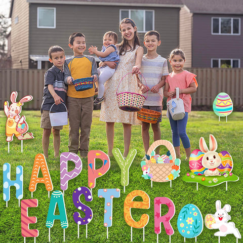FathiSooc colorful yard stake set keeps outdoor decor visible from across the yard.