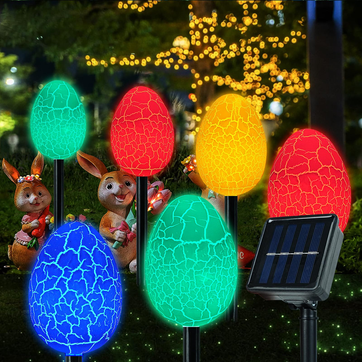 FathiSooc jumbo Easter egg light on stake brightening garden paths