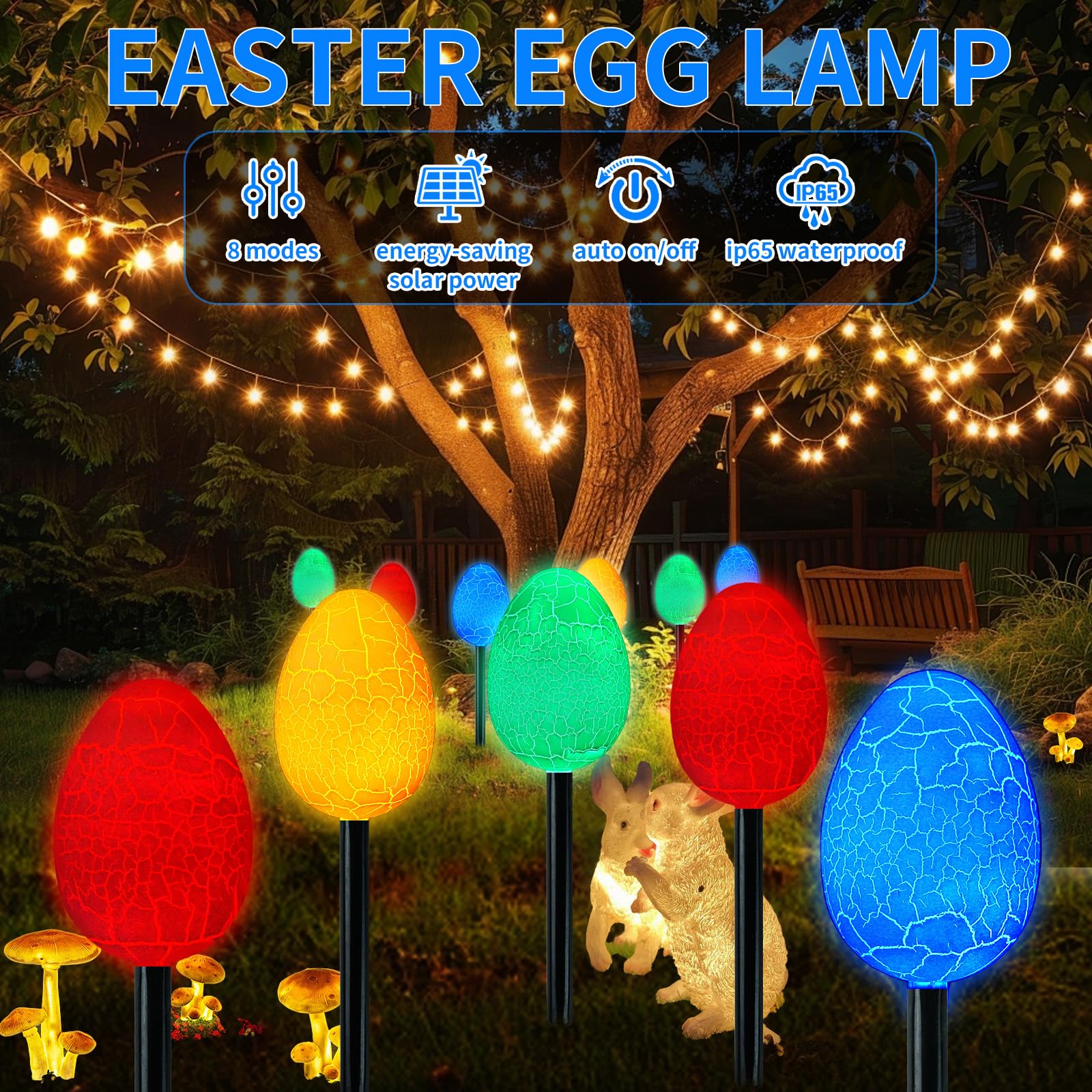 FathiSooc solar panel charging the jumbo Easter eggs for eco lighting