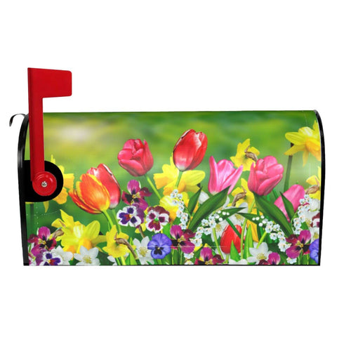 FATTTYCY daffodils and tulips mailbox cover front view boosts curb appeal and seasonal charm