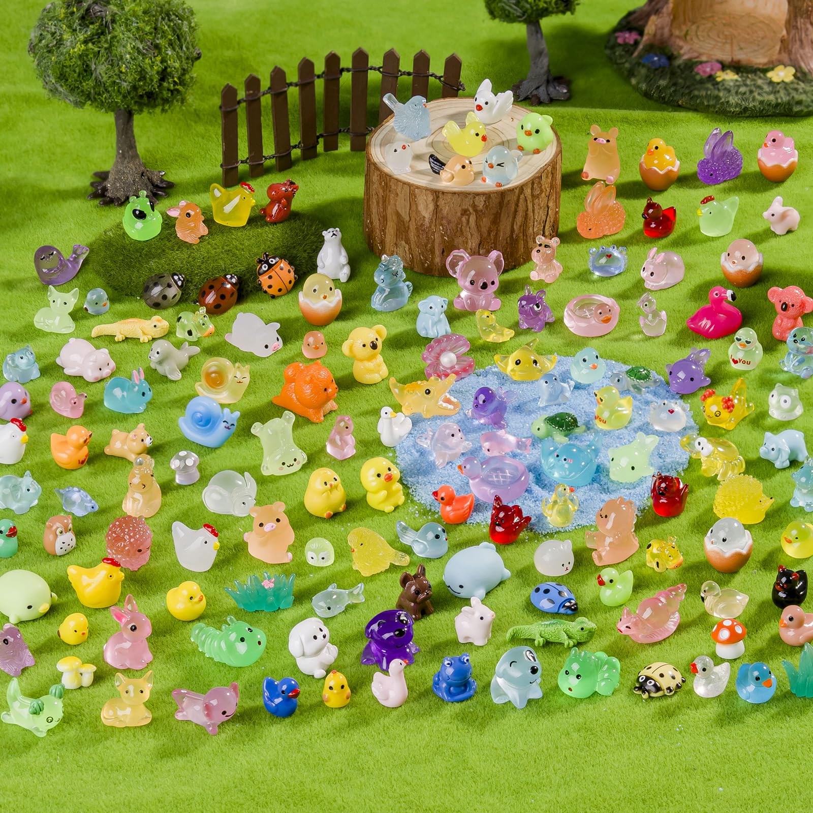 Faunamancy fairy garden decor pieces brighten pots and table displays.