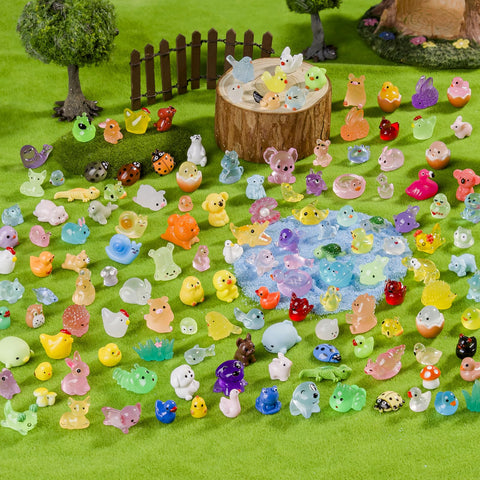 Faunamancy fairy garden decor pieces brighten pots and table displays.