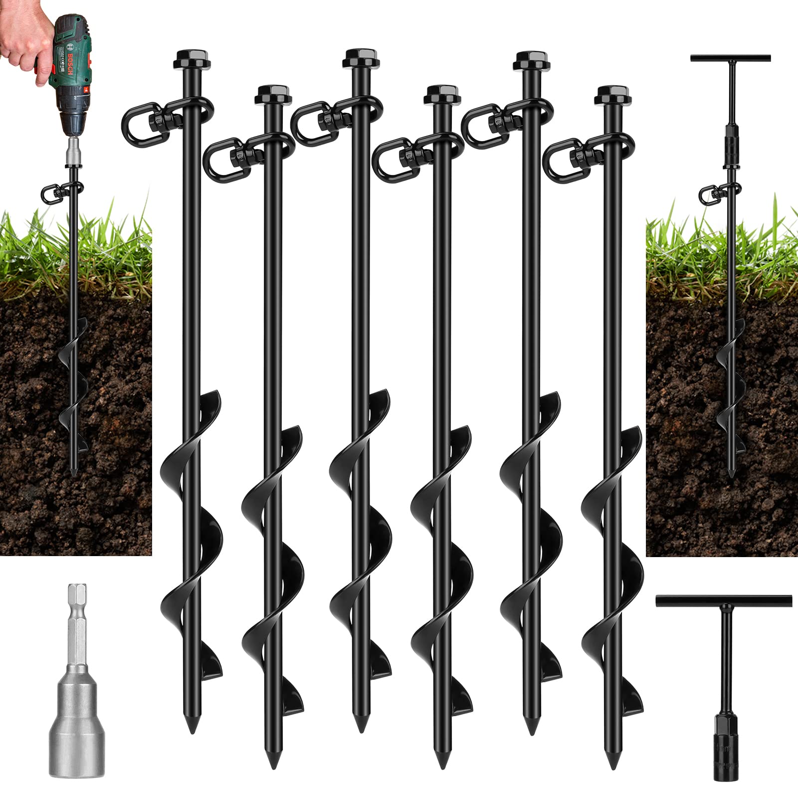 FAURIMMER ground anchor with spiral design delivers deep hold for wind-resistant setups.