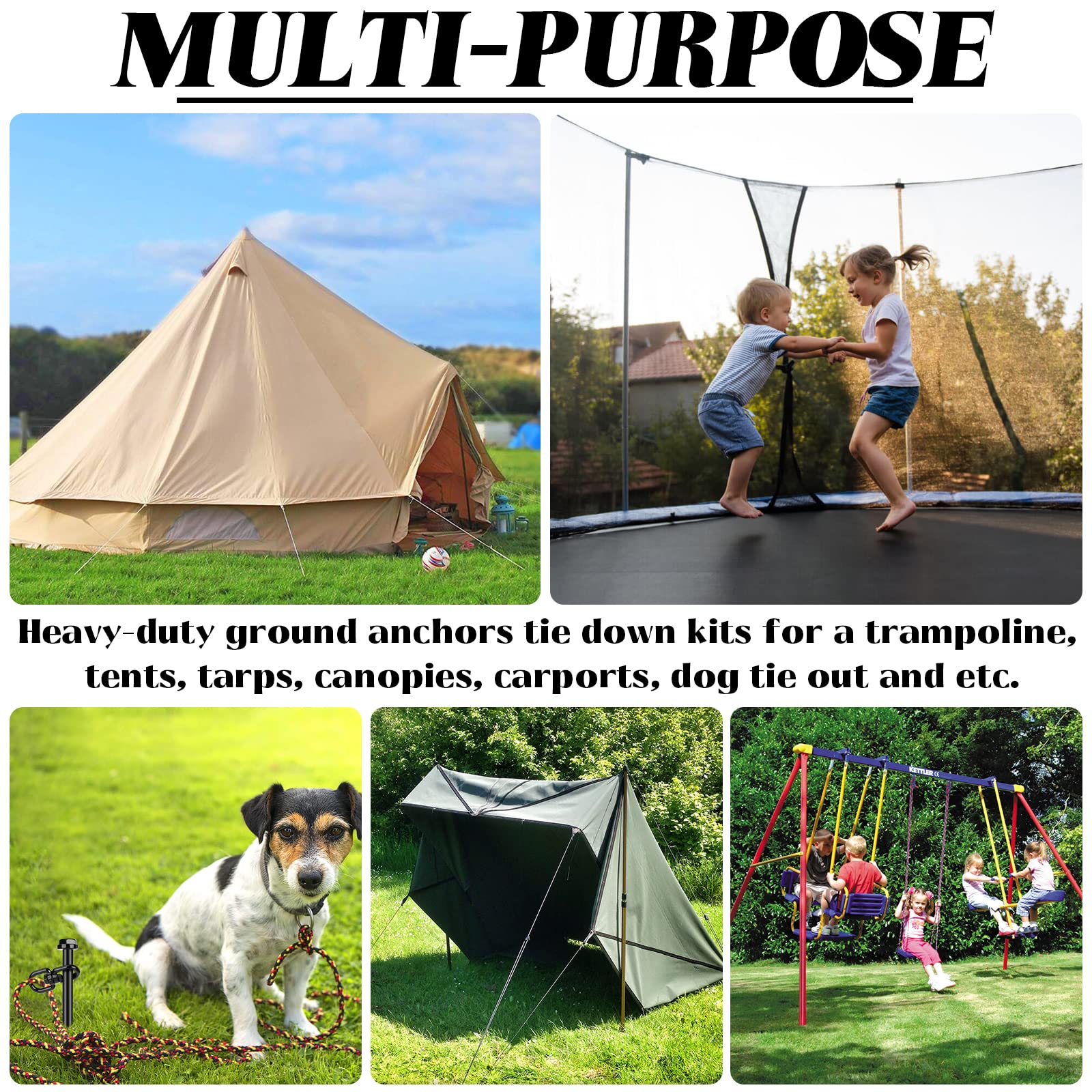 FAURIMMER outdoor-use stakes are ideal for tents, trampolines, and canopies.