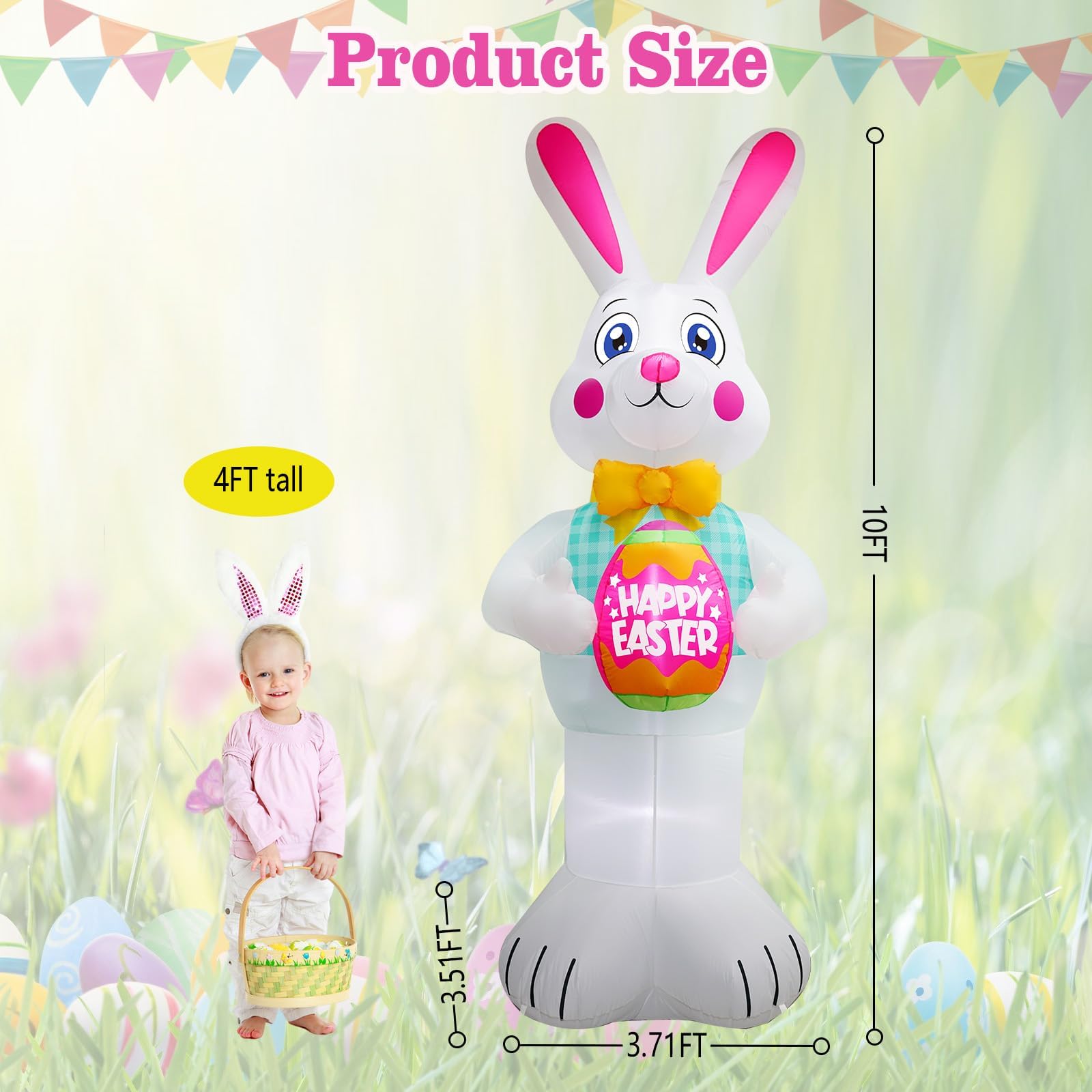 FaveHome bunny holding Easter egg for playful yard display.