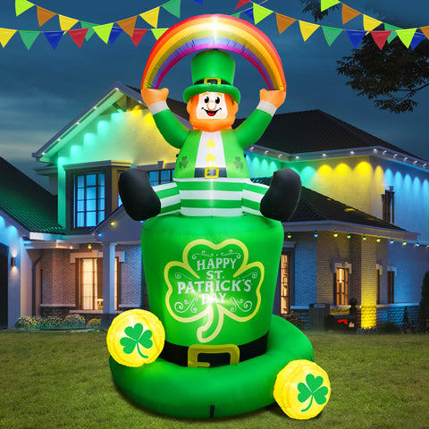FaveHome leprechaun on shamrock hat inflatable enhances yard decor