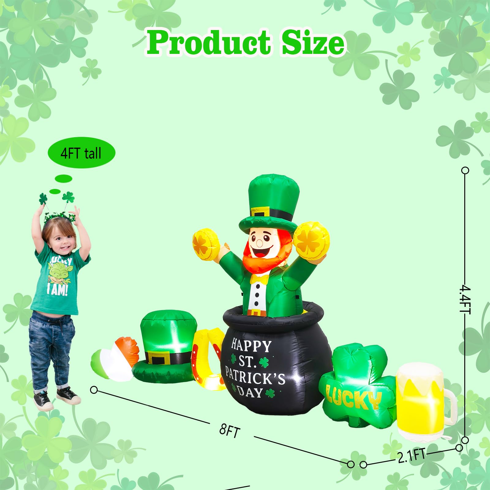 FaveHome St. Patrick's Day lawn decoration inflatable, tall and festive.