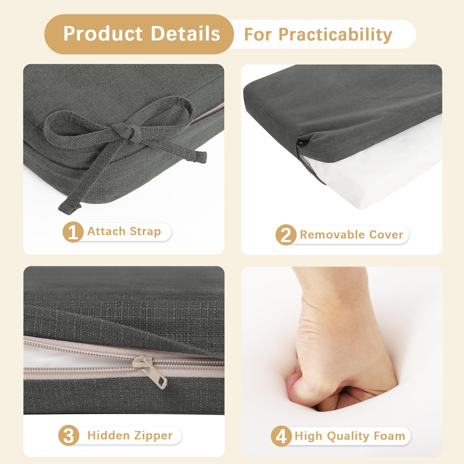 Favoyard high-resilience foam bench cushion supports comfort with quick rebound.
