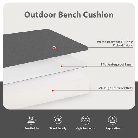 Favoyard bench cushion with adjustable side straps for secure seating