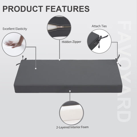 Favoyard bench cushion with hidden TPU waterproof cover and zipper