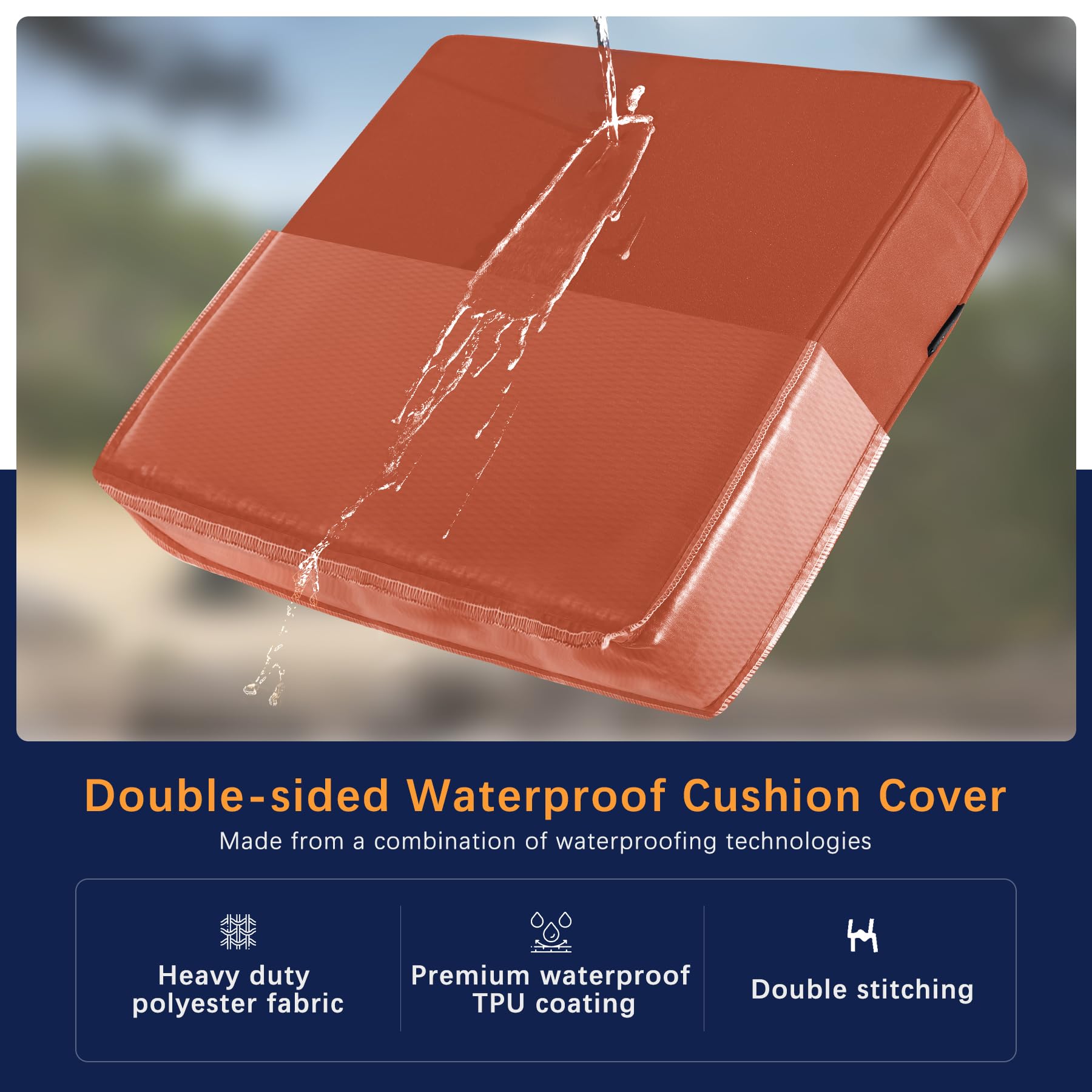 Favoyard cushion cover with TPU coating provides waterproof shield against moisture.