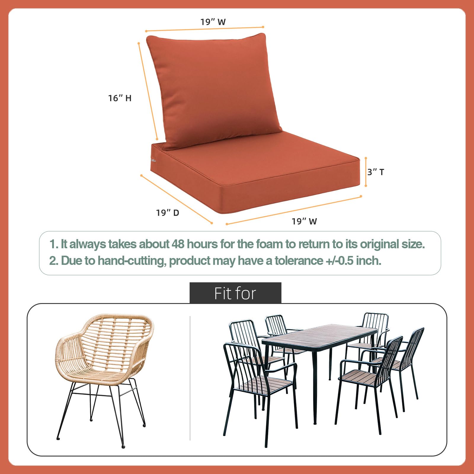 Favoyard outdoor back cushion 19x16 offering supportive backrest for lounging