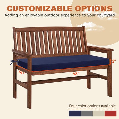 Favoyard outdoor bench cushion 48x16 blue, fabric closeup showing durable colorfast material
